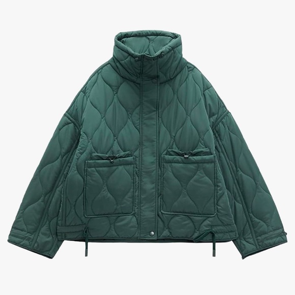 Green Quilted Puffer Jacket - Picture 3 of 13